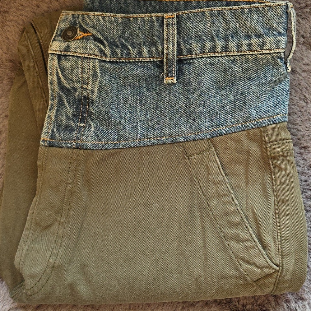 Hudson Women's Green Cargo High Rise Denim Cargo Mixed Media Size 27